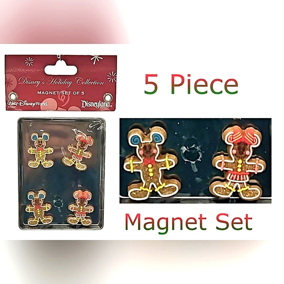 Disney's Holiday Collection Mickey & Minnie Gingerbread Cookie Christmas Magnets - Picture 1 of 5